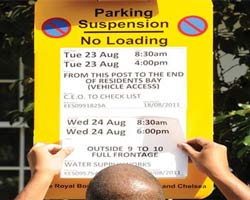 Parking suspension for removals